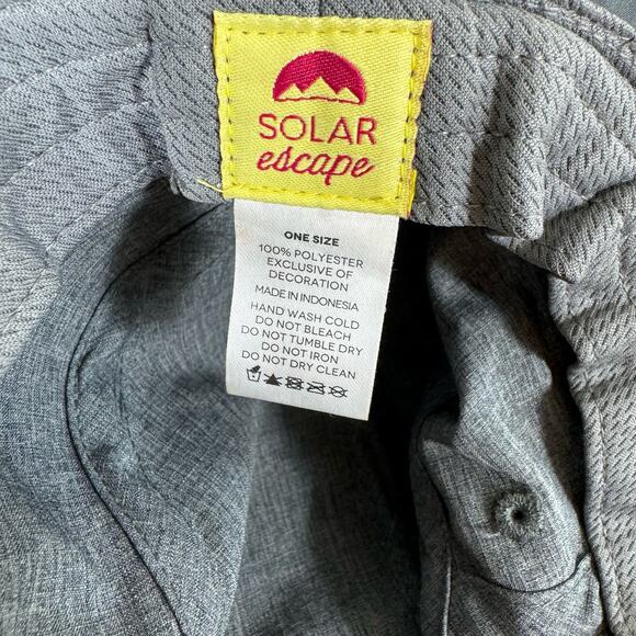 Solar Eclipse Heathered Gray UV Protection Bucket Hat Boat Beach Cinching Cord - Picture 5 of 5